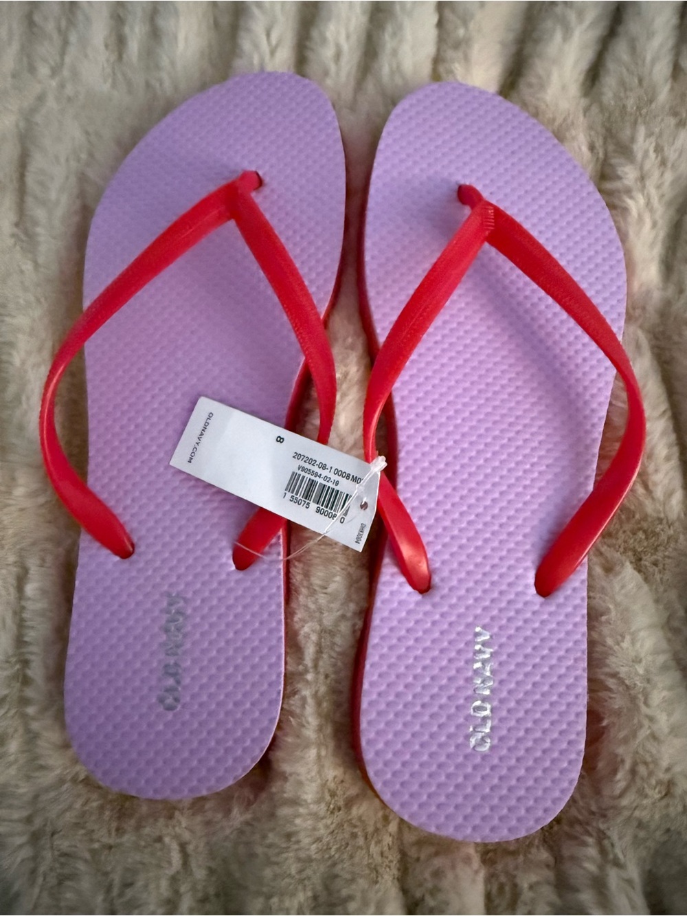 Old Navy Lavender Flip Flops with Pink Straps